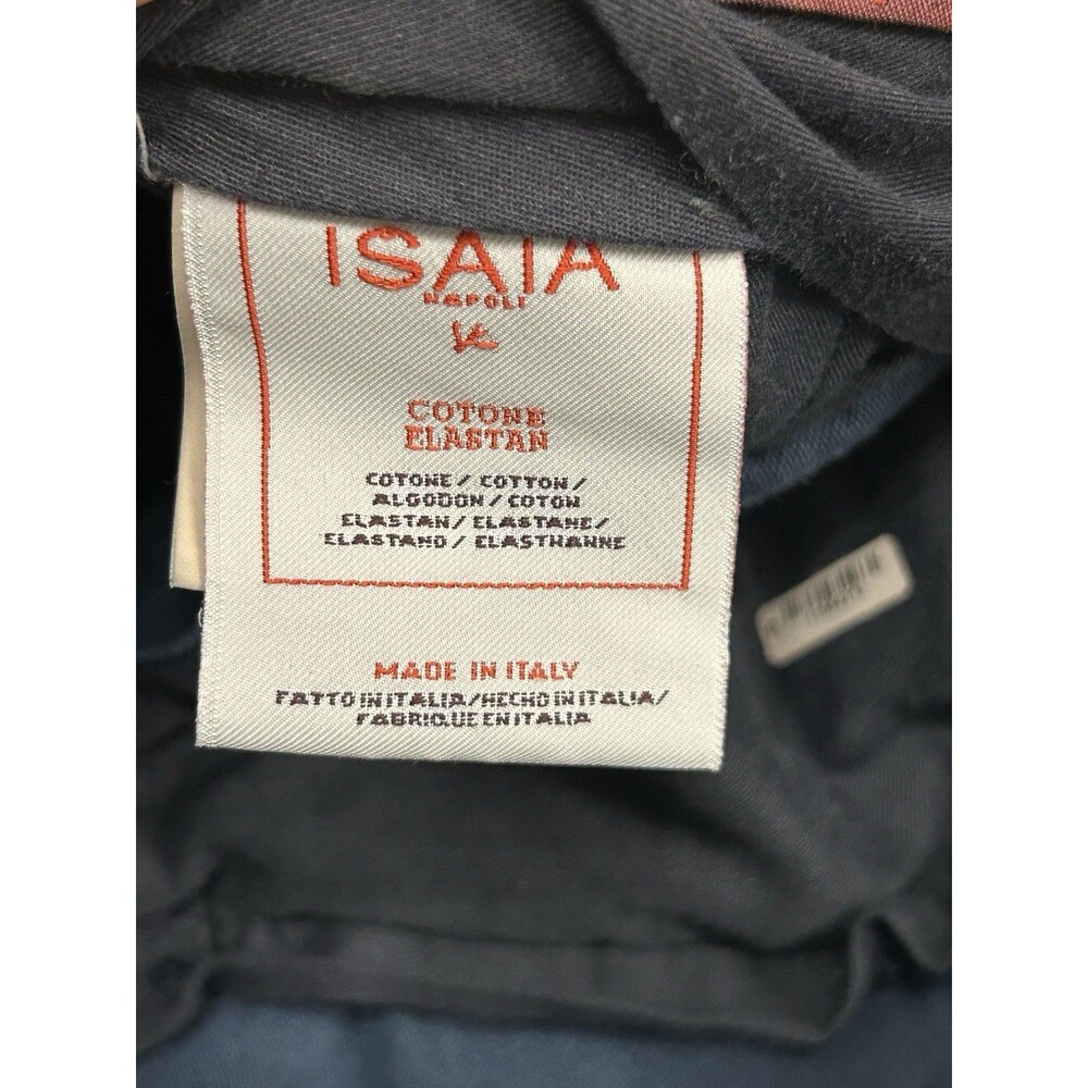 Isaia Napoli Velvet Pants Mens 32 Blue Cotton Stretch Italy Luxury FLAW - Picture 4 of 13